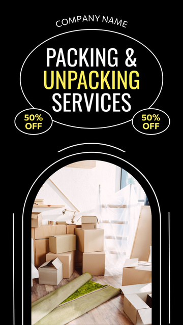 Offer of Packing and Unpacking Services with Big Discount Instagram Story – шаблон для дизайна