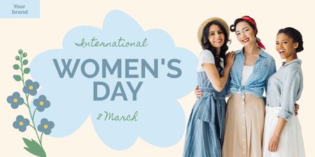 Modèle de visuel Femmes multiraciales souriantes à l'occasion de la Journée internationale de la femme - Twitter