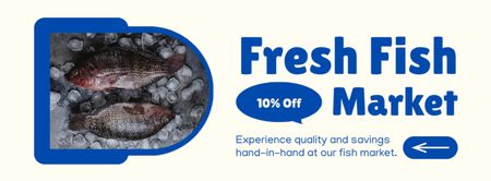 Offer of Fresh Fish on Market with Discount Facebook cover Design Template