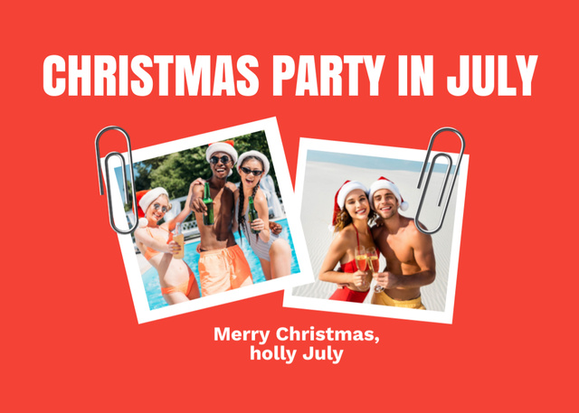 Youth Christmas Party in July in Red Flyer 5x7in Horizontalデザインテンプレート