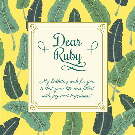 Platilla de diseño Birthday Greeting on Tropical leaves Instagram AD