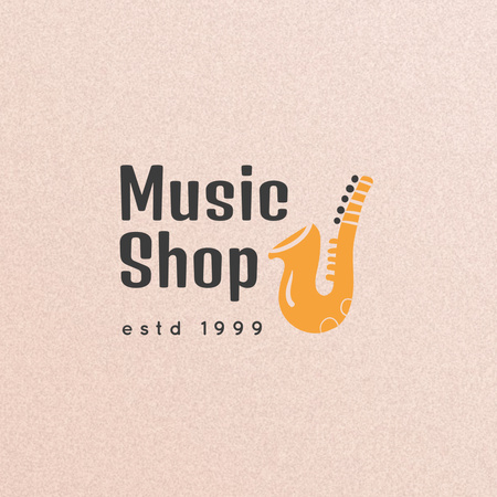 Music Shop Ad with Saxophone Logo 1080x1080px Design Template