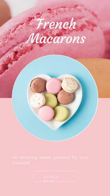 Valentine's Day Macarons on Heart-Shaped Plate Instagram Video Story Šablona návrhu