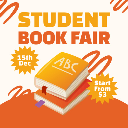 Platilla de diseño School Book Fair Announcement on Orange Instagram