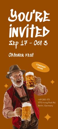 You Are Invited to Oktoberfest Invitation 9.5x21cm Design Template