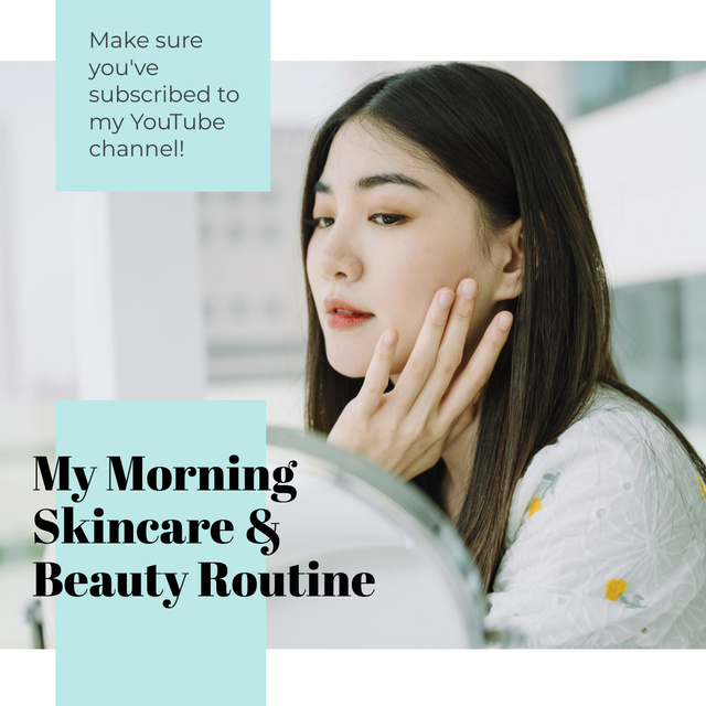 Blog Ad with Pretty Young Woman Instagram Design Template