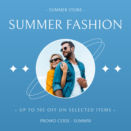Summer Fashion Sale Ad on Blue Animated Post – шаблон для дизайна