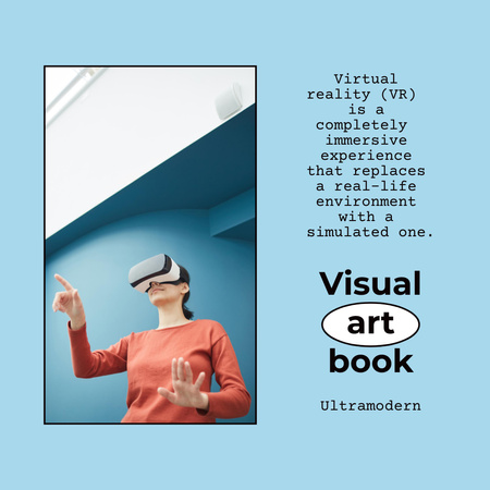 Woman in Virtual Reality Glasses Photo Book Modelo de Design