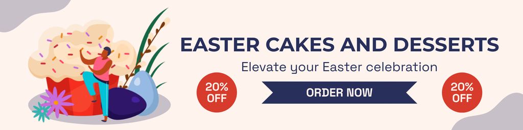 Designvorlage Easter Holiday Cakes and Desserts Special Offer für Twitter