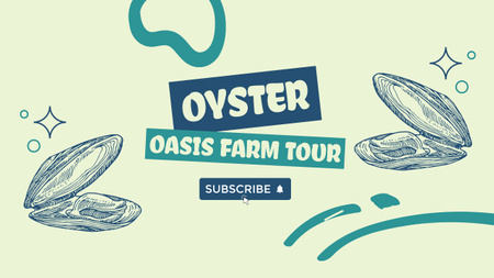 貝殻スケッチ付き牡蠣養殖場ツアーの広告 Youtube Thumbnailデザインテンプレート