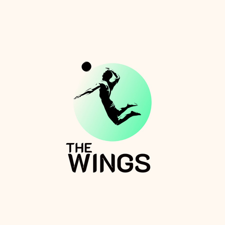 urheilukerhon tunnus lentopalloilijan kanssa Logo Design Template