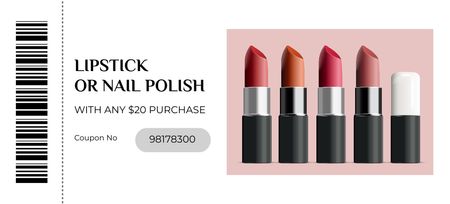 Cosmetics Offer with Lipsticks Coupon 3.75x8.25in Design Template