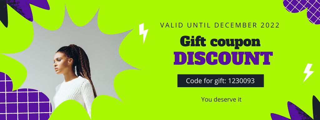 Beneficial Gift Voucher With Promo Code In Green Coupon Design Template