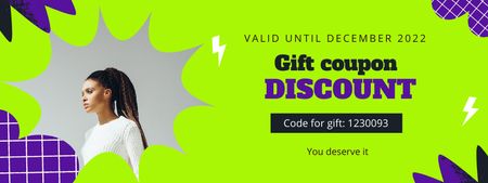 Designvorlage Vorteilhafter Geschenkgutschein mit Promo-Code in Grün für Coupon