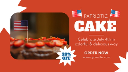 Designvorlage Rabatt auf patriotische Kuchen zum Unabhängigkeitstag für Full HD video