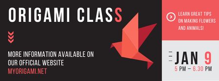 Template di design annuncio classe origami con uccello di carta Facebook cover