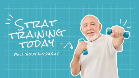 Workout Motivation with Elder Man holding Dumbbells Youtube Thumbnail Design Template