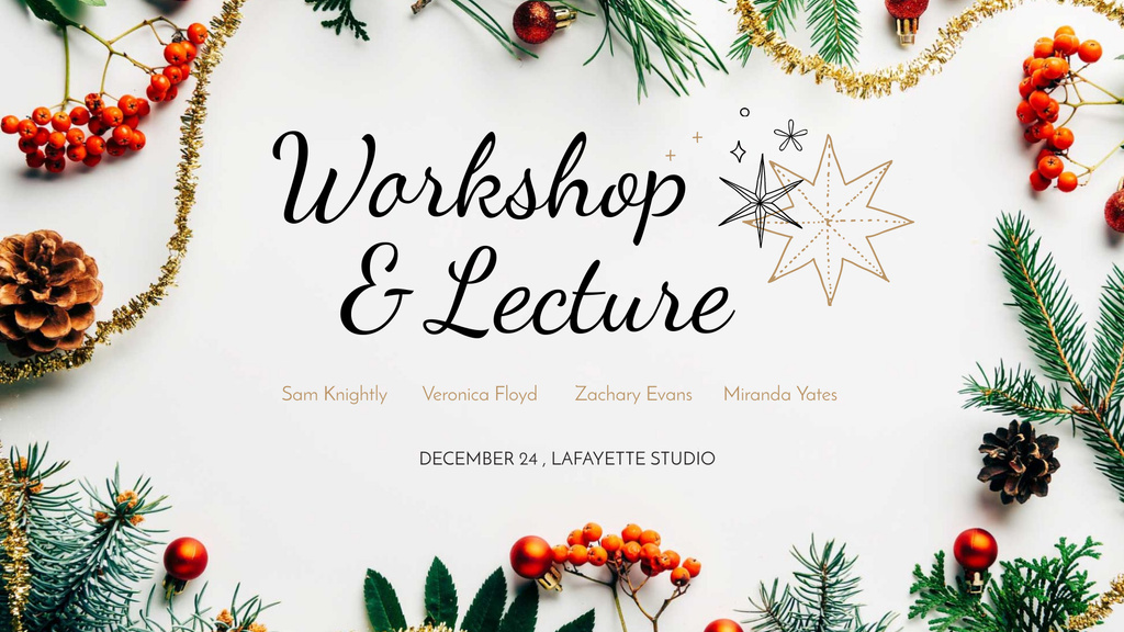 Pine and berries for winter decorations Workshop FB event cover – шаблон для дизайна