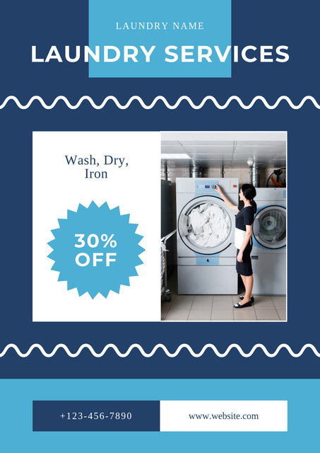 Discount Offer for Laundry Services Poster – шаблон для дизайна