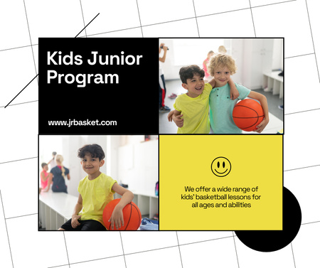 Platilla de diseño Basketball Lessons for Kids Facebook