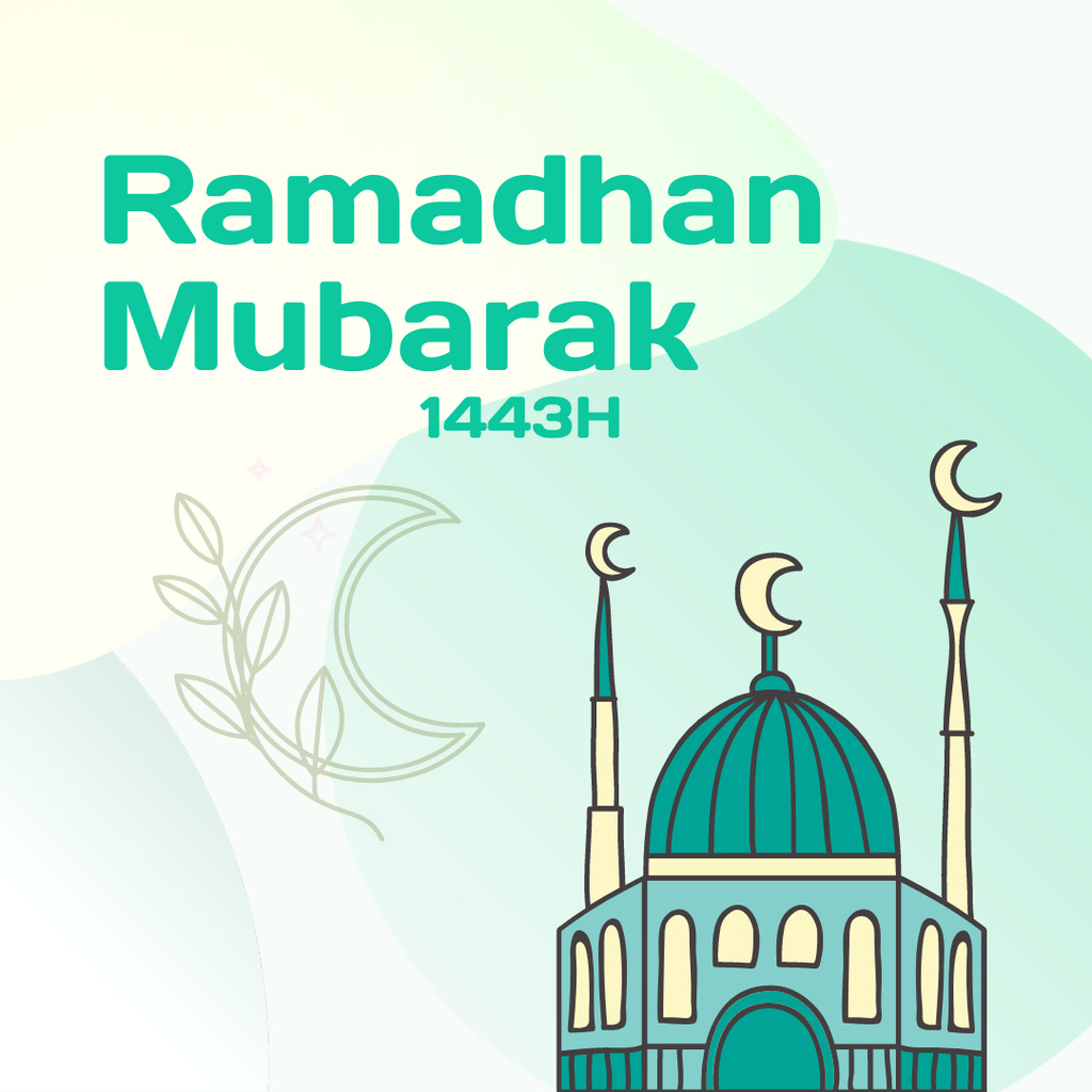 Congratulations on Ramadan with Image of Mosque Instagram Design Template