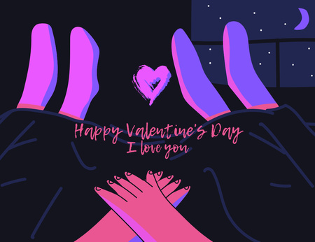 Ontwerpsjabloon van Thank You Card 5.5x4in Horizontal van Mooie gefeliciteerd met Valentijnsdag in de nacht