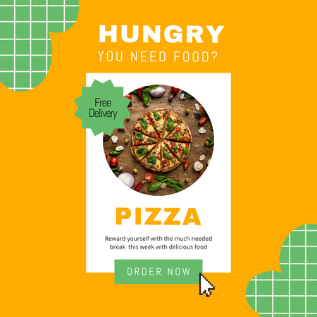 Designvorlage Free Delivery Pizza für Instagram