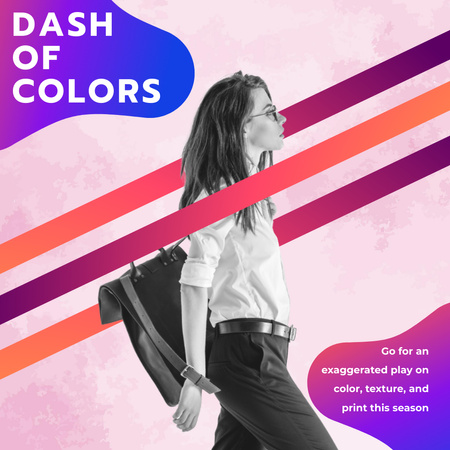 Designvorlage Junge Frau mit stilvollem Rucksack für Instagram