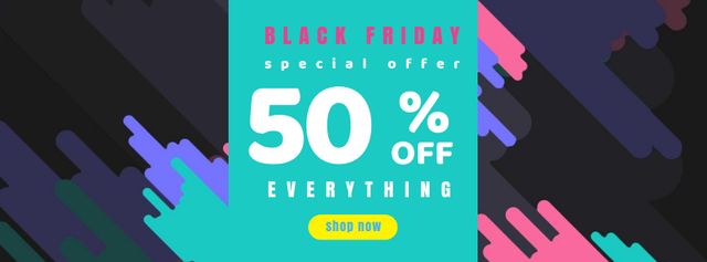 Black Friday Sale on colorful pattern Facebook Video cover – шаблон для дизайну