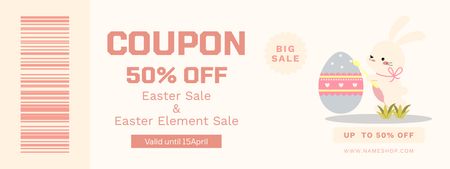 Easter Sale Announcement with Dyed Easter Eggs and Cute Bunny Coupon Design Template