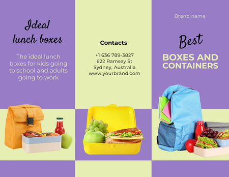 Ανθεκτικά σχολικά κουτιά γεύματος και σακίδια πλάτης Brochure 8.5x11in Πρότυπο σχεδίασης