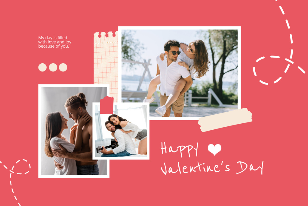 Platilla de diseño Romantic Valentine's Day Celebration With Happy Couples Mood Board