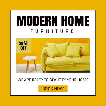 Modern Home Furniture Yellow Instagram AD Design Template