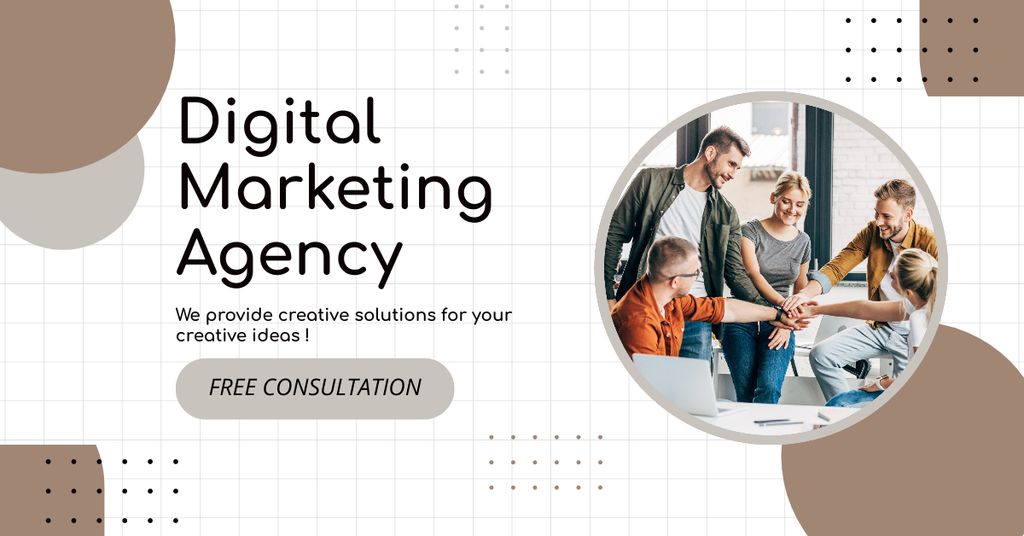 Designvorlage Influential Digital Marketing Agency With Consultation für Facebook AD