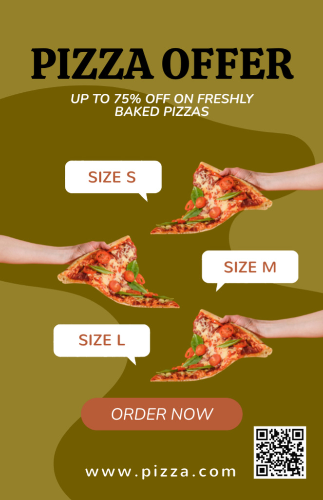Offer Discount on Freshly Baked Pizza Recipe Card Design Template