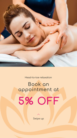 Spa Center Ad with Woman relaxing on Massage Instagram Story Šablona návrhu