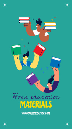 Ontwerpsjabloon van Instagram Video Story van Home Education Advertentie met studenten met boeken