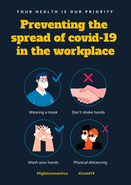 Detailed Advice On Preventing Spread Of Covid-19 Poster Design Template