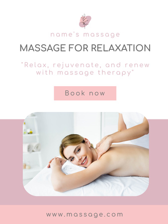 Massage Therapy Promotion with Beautiful Woman Poster US Design Template