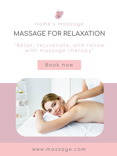 Massage Therapy Promotion with Beautiful Woman Poster US Πρότυπο σχεδίασης
