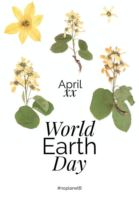 Earth Day Announcement with Bright Flowers Poster tervezősablon