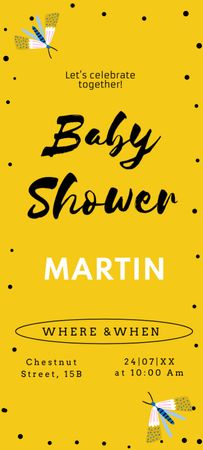 Baby Shower Celebration Announcement Invitation 9.5x21cm Design Template