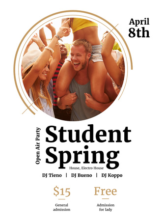 Student Party Announcement with Cheerful Young People Poster US Design Template