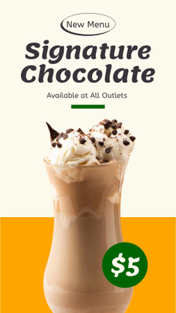 Ontwerpsjabloon van Instagram Story van Milkshake Chocolate Drink in New Menu