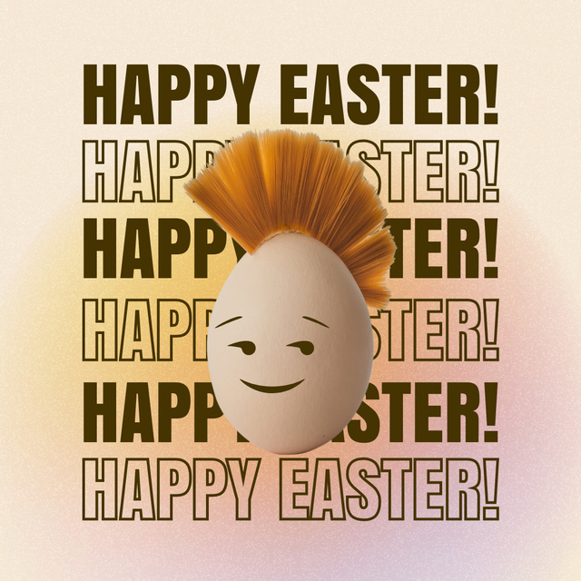 Happy Easter Greetings with Funny Cartoon Egg Instagram – шаблон для дизайна