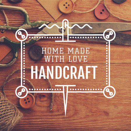 Plantilla de diseño de Herramientas manuales e hilos de coser en marrón Instagram AD 