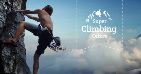 Rock Climbing Sport Ad with Climber Facebook AD Design Template