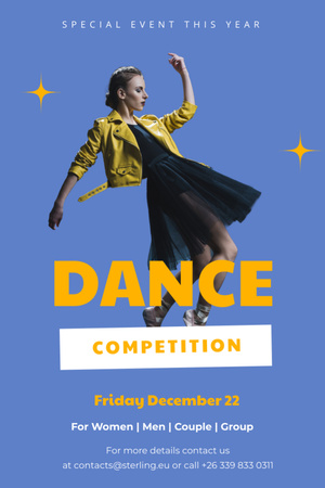 Plantilla de diseño de Dance Competition Ad with Young Woman Flyer 4x6in 