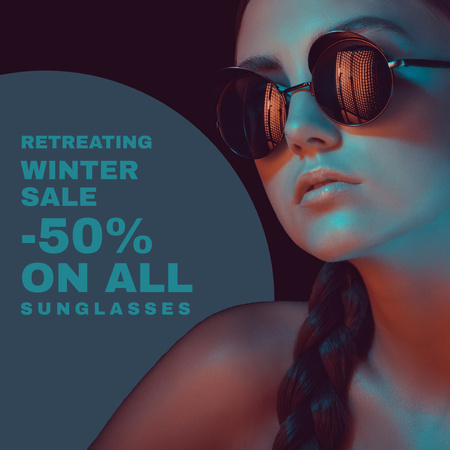 Modèle de visuel Annonce de la vente d'hiver de toutes les lunettes de soleil - Instagram