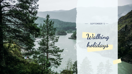 Travel Inspiration with Scenic Forest View FB event cover Design Template